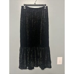 Lapis Y2K Velvet Tiered Maxi Skirt Black Whimsygoth Dark Fairy Size Large